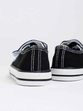 Children's Black and White Sneakers with Velcro Fastening