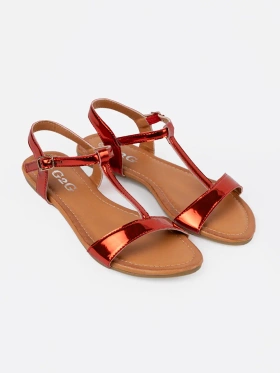 Women's red flat sandals