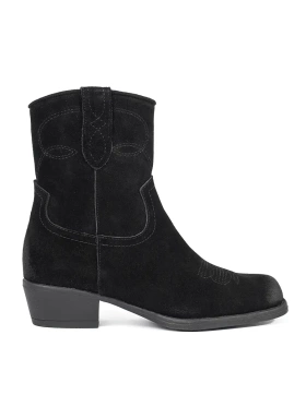 Trendy Black Cowboy Ankle Boots by Sergio Leone