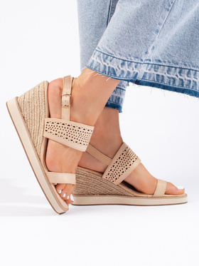 Beige Wedge Sandals