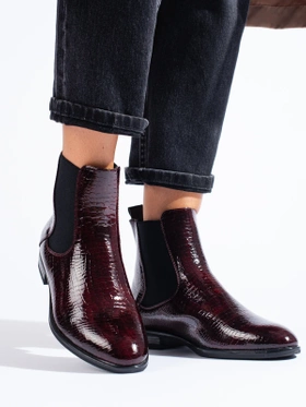 Sergio Leone Glossy Burgundy Ankle Boots