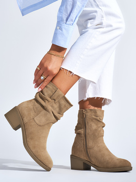 Beige Western Ankle Boots