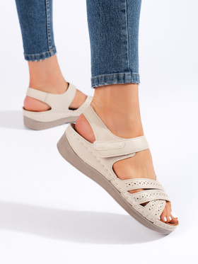 Beige Sandals with Velcro Straps