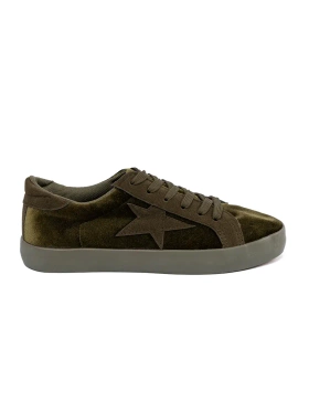 Dark Green Women's Sneakers with Star