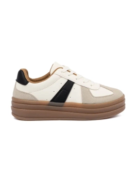 Beige platform sneakers