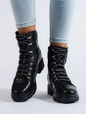 Lace-Up Black Ankle Boots