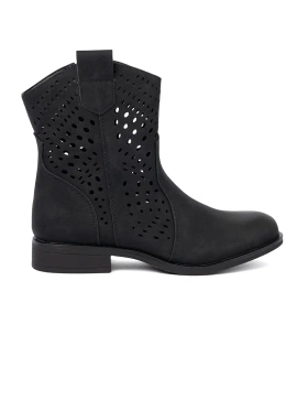 Openwork Black Ankle Boots