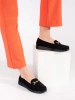 Women's black suede loafers