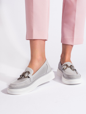 Charming Grey Lattice Loafers