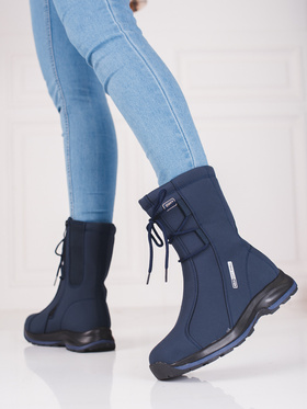 Navy Blue Snow Boots with Faux Fur Lining - DK Softshell