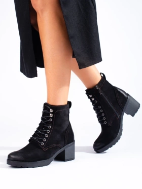 Lace-Up Heeled Ankle Boots Potocki Black Suede