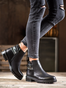 Low Ankle Boots with Decorative Strap