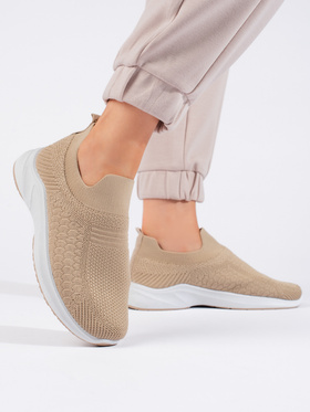 Beige Textile Sneakers