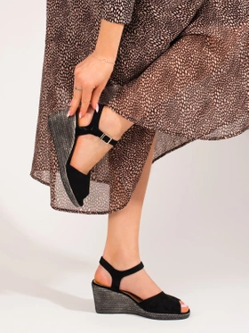 Black Wedge Sandals by W. Potocki