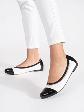 Black and White Stretchy Ballet Flats with Elastic Band