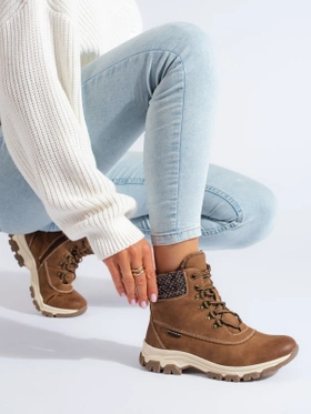 Brown platform ankle boots