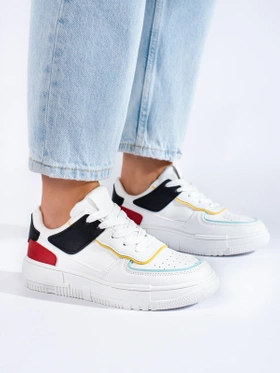 Platform Sneakers in White and Red