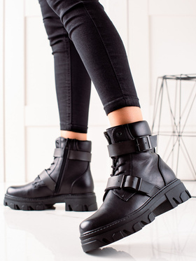 Women's ankle boots with black buckles