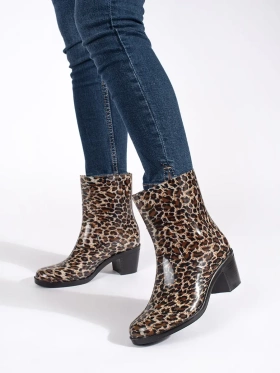 Leopard Print Heeled Rain Boots