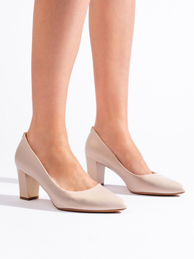 Chic Beige Block Heel Pumps by Sergio Leone