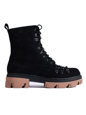 Black Suede Lace-Up Boots Vinceza