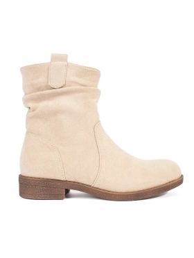 Beige Western Ankle Boots