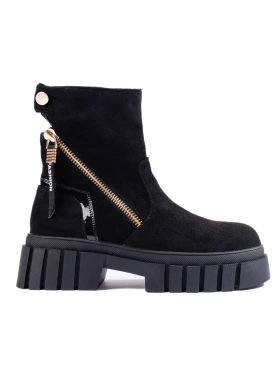 Suede Black Platform Ankle Boots