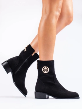 Suede High Ankle Boots in Black