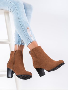 Camel Block Heel Ankle Boots