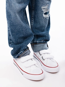 White Kids' Velcro Sneakers