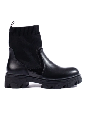 Black Ankle Boots with Stretchy Upper