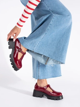 Glossy Burgundy Platform Loafers