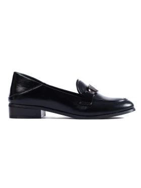 Black Faux Leather Slip-On Loafers