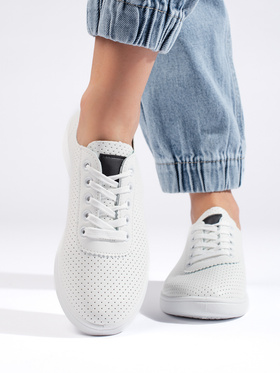 White Lace-Up Casual Shoes