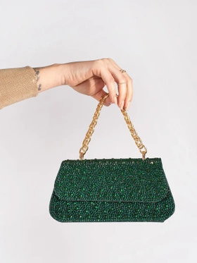 Green Sparkle Mini Bag with Gold Handle