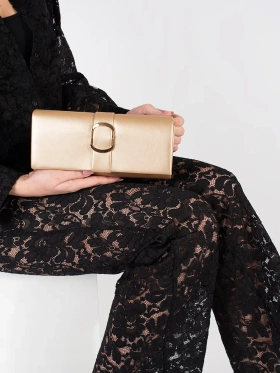 Golden Classic Clutch Bag with Detachable Chain