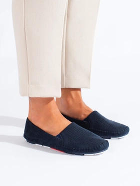 Slip-On Navy Blue Perforated Loafers