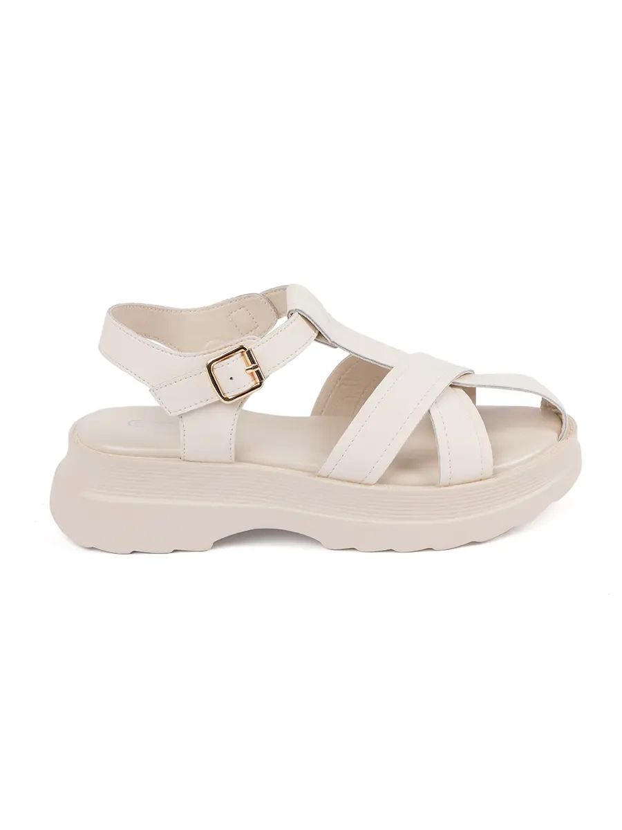 Light beige sandals with chunky sole