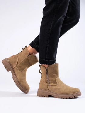 Warm Dark Beige Ankle Boots