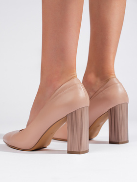 Light Beige Heels by Sergio Leone with Decorative Block Heel