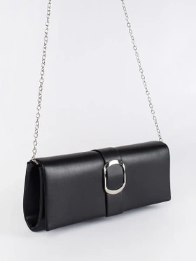 Chic Black Mini Handbag with Silver Buckle