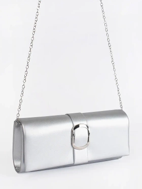 Chic Silver Mini Bag with a Shiny Buckle