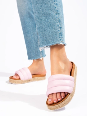 Pink Vinceza espadrille slides with thick soles