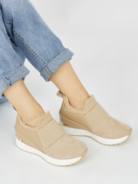 Brown Suede Wedge Sneakers