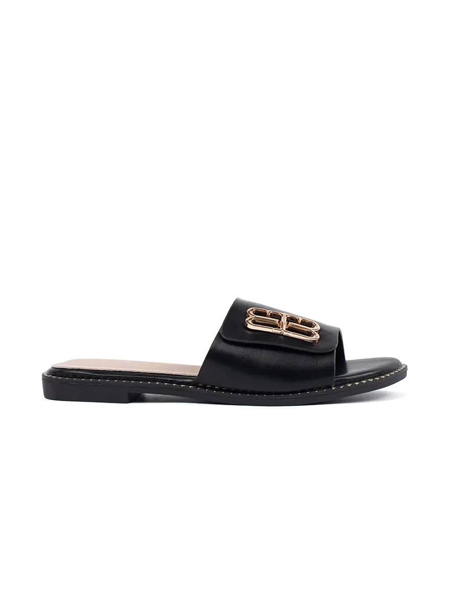 Women's black flat sandals