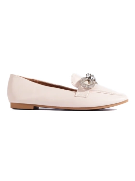 Chic Beige Loafers with Decorative Accent