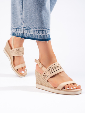 Beige Wedge Sandals