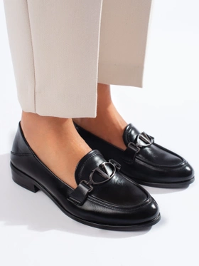 Black Faux Leather Slip-On Loafers