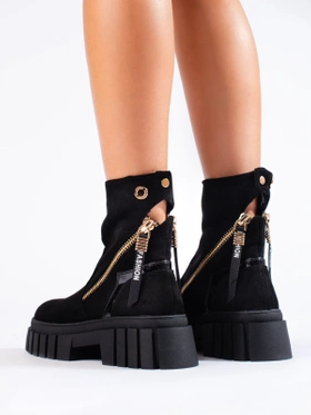 Suede Black Platform Ankle Boots