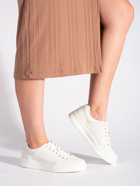 White Leather High-Platform Sneakers